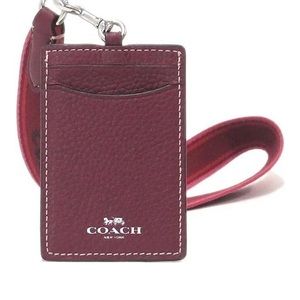Coach ID Lanyard in Silver and Wine